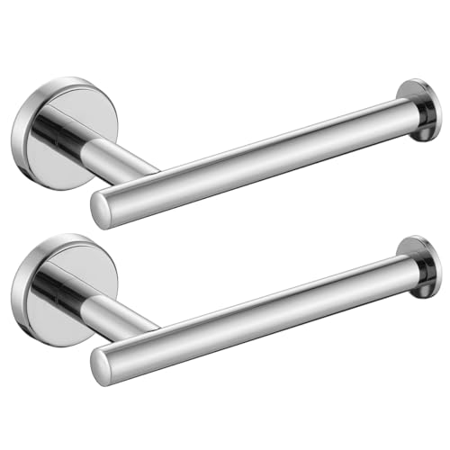 JQK Chrome Toilet Paper Holder, 5 Inch 304 Stainless Steel Thick 8mm Tissue Paper Dispenser for Bathroom, Hold Mega Rolls, Polished Chrome Wall Mount, 2 Pack, TPH120-CH-P2