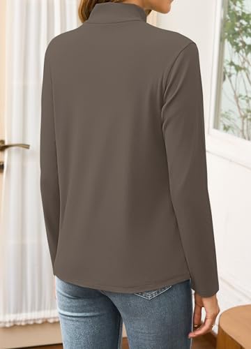 AUSELILY Womens Mock Turtleneck Long Sleeve Shirts Tunic Tops Women Basic Plain Thermal T-Shirts 2025 Fall Winter Fashion4