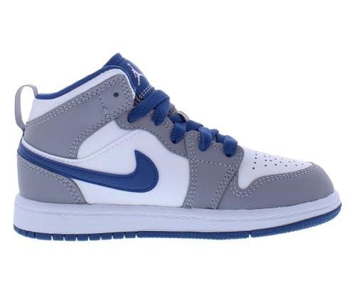 Nike Jordan 1 MID PS Girls Shoes Size 3, Color: Cement Grey/White/True Blue-White2