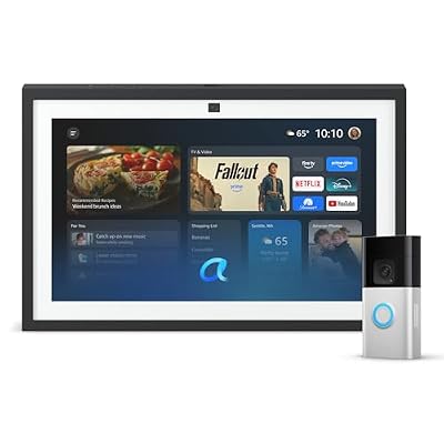 Amazon Echo Show 15 (newest model) with Ring Battery Doorbell Plus (newest model), Designed for Alexa+