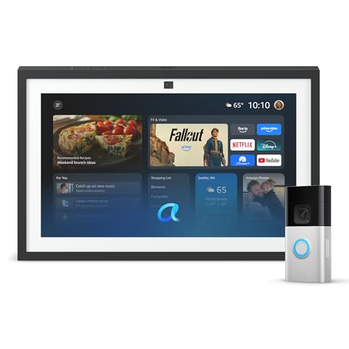 Amazon Echo Show 15 (newest model) with Ring Battery Doorbell Plus (newest model), Designed for Alexa+