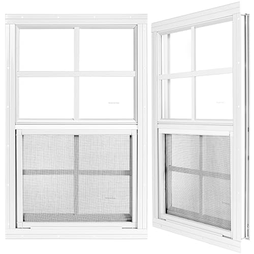 12 * 18 Inch Chicken Coop Window, 2 Pack White Chicken Coop Shed Household Mobile Home House Small Screen Windows