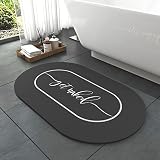 tchdio-Bath Mat Rug 17”x27” Soft Diatomaceous Earth Non Slip Quick Dry Rubber Backed Black Bathroom