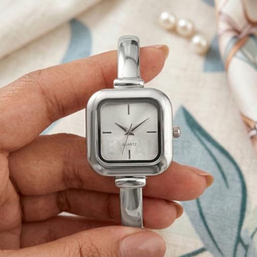 Image of WISEWALKER Women's Bangle Bracelet Watch Silver Dial Elegant Style Anlalog Ladies Wrist Watch