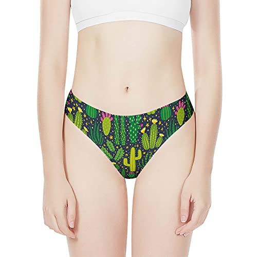 Chpgpug Women's Different Green Cacti Seamless Thong,No Show Thongs, Low-Rise Invisible Underwear #TOP2