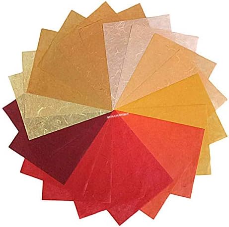 NAVA CHIANGMAI Thin Standard Color of Mulberry Paper Sheets Paper Decorative DIY Craft Scrapbook Wedding Decorative Mulberry Paper Art Tissue Japan (Red Tone)