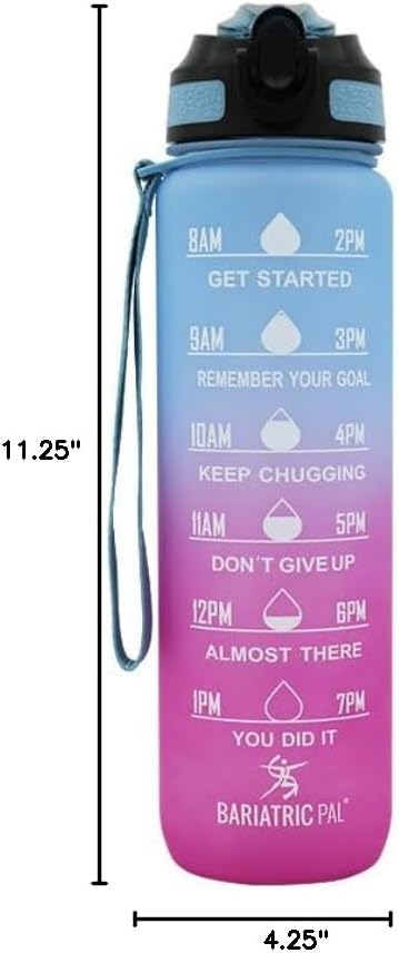 BariatricPal Hydrate & Inspire 32oz Motivational Water Bottle With Built-In Straw