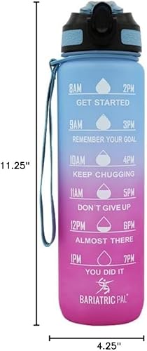 Miniatura 6 de BariatricPal Hydrate & Inspire - Botella de agua motivacional de 32 onzas con popote integrado