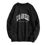 Los Angeles California - Women Teen Girls Crewneck Sweatshirt Pullover Casual Solid Color Long Sleev