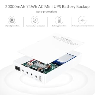 Shanqiu Mini UPS Gruppo di continuità per router, modem, fotocamera con ingresso AC uscita USB 5V DC 5V 9V 12V 3A (74Wh bianco)