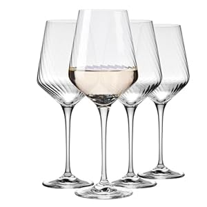 Krosno Calici da vino con texture, 450 ml – Set da 4 | Per vino rosso, bianco, spumante e cocktail | Design Collezione LUMI | Lavabili in lavastoviglie | Cristallo senza piombo