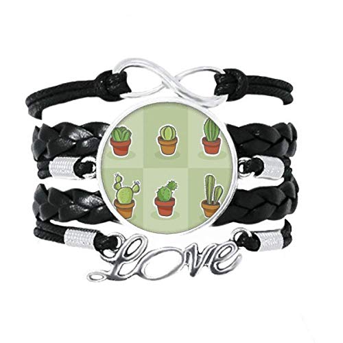 Bracelet Amour en cuir réglable style bohème plantes grasses