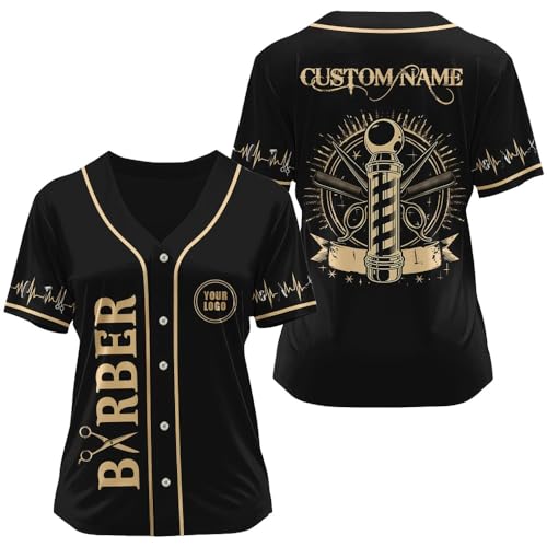 Camiseta personalizada de béisbol Barber Shop para hombres, mujeres y niños miniatura 2