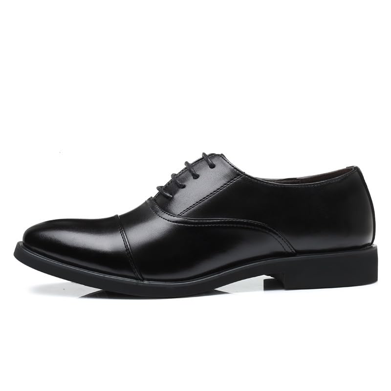 Dress Oxford for Men Lace Up Round Toe Vegan Leather Cap Toe Oxford Shoes Non Slip Resistant Block Heel Business2