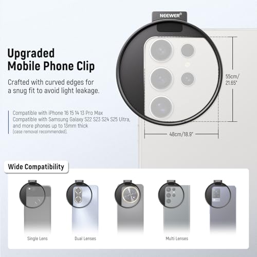 Image of NEEWER Clip On Phone Filter Kit, 67mm Multicoated CPL Filter with Cold Shoe Cell Phone Clamp, Carrying Case & Cleaning Cloth Accessories Compatible with iPhone Samsung Android, FL-79