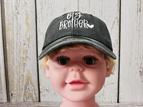 Funny Big Brother Hat, Gifts For Big Bro, Washed Black Adjustable Embroidered Baseball Cap For Toddler Kids Child Boy #TOP5
