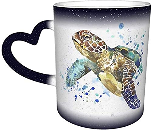 KEROTA Tasse à café en céramique avec motif tortue de mer à l'aquarelle Bleu Cover