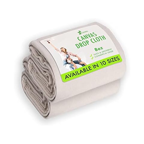 All Purpose Canvas Drop Cloth - Canvas Tarp, Canvas Fabric Drop Cloth Curtains, Drop Cloth for Painting, Floor & Furniture Protection, Painters Drop Cloth, Paint Drop Cloth(Canvas Sheet 4x12 - 2 pack) Cover