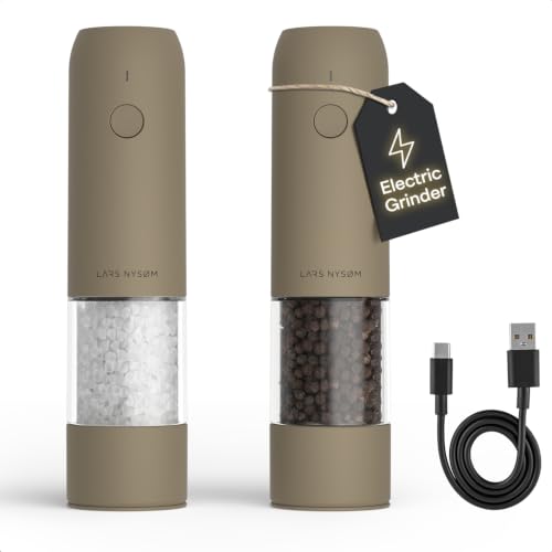 LARS NYSØM Elektrische Zout en Pepermolen Set - USB-C Oplaadbaar met LED
