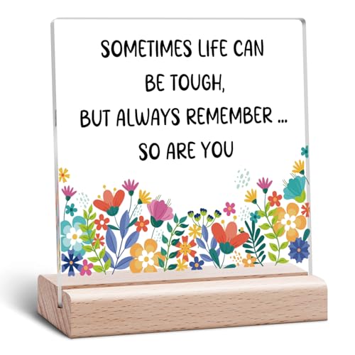Inspirational Quote Acrylic Desk Sign with Wooden Stand