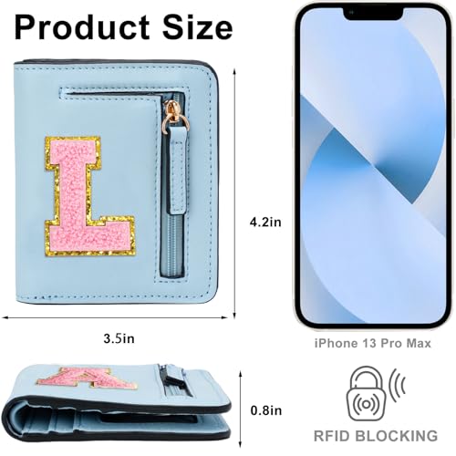Image of Birthday Gifts for Teen Girl Kids Wallet Little Girl Wallets | Small Initial Kid Wallet for Girl Rfid Wallet Preppy Stuff Gifts for Girls 8-12 Blue L
