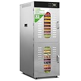 NutriChef 32 Layer & 2 Chamber Commercial Food Dehydrator Machine - Stainless Steel Trays, Digital Timer and Temperature Control, Ideal for Jerky...