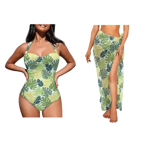 Two Piece Swimsuits One Piece Bathing Suit for Women Sexy High Waisted Bikini Bottoms Tummy Control Beachwear