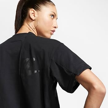 Nike x Sacai Women's Hybrid Short Sleeve Tee Shirt (Medium, Black