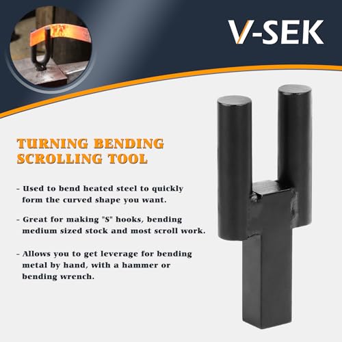 V-SEK 1 inch Blacksmith Anvil Hardy Hole Tools Set Blacksmithing Forge Forging Tool with Hot Cut, Creasing Stake, Bottom Fuller, Turning Bending Scrolling Twisting Kit (5PCS)