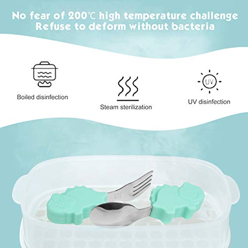 Silicone Suction Plate For Toddlers With Fork Spoon Set - Self Feeding Training Divided Plate Dish And Bowl For Baby And Toddler, Fits For Most Highchairs Trays (Dino Green) #TOP5