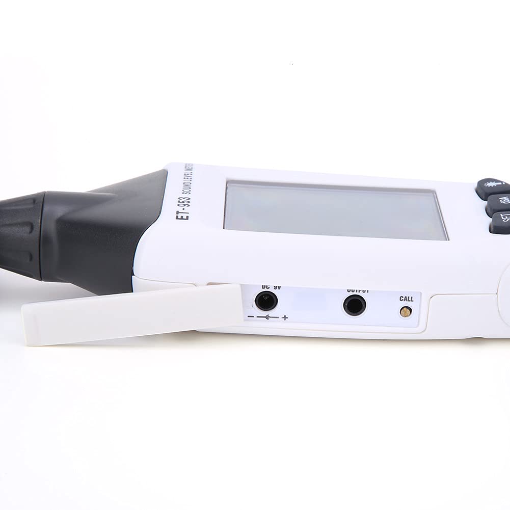 Eujgoov Decybelomierz Cyfrowy Miernik Poziomu Dźwięku, Przenośny Tester Hałasu LCD o Zakresie 30-130 DB, Idealny do Biur, Domów i Bibliotek