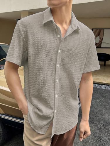 GRECIILOOKS Men's Polycotton Shirt |Stylish Casual Regular Fit Shirts | Textured Half Sleeve | Slim Fit | Business & Meeting Ready (Available in Plus Size and Combo Pack of 2)