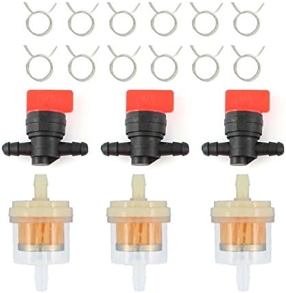 1/4" in Line Fuel Gas Filters Shut Cut Off Valves Clamps for Briggs & Stratton 493960 494768 698183 Maico Ossa Trial Bultaco for Yamaha Motorcycle Lawn Mower Tractor