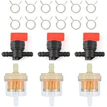 MOTOKU 1/4" in Line Fuel Gas Filters Shut Cut Off Valves Clamps for Briggs & Stratton 493960 494768 698183 Maico Ossa Trial Bultaco for Yamaha Motorcycle Lawn Mower Tractor