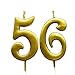 MAGJUCHE Gold 56th Birthday Numeral Candle, Number 56 Cake Topper Candles Party Decoration for Women or Men