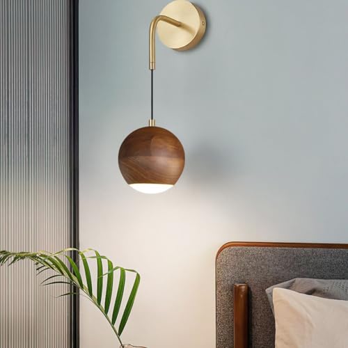 Lámpara de pared de madera regulable para dormitorio y salón moderna 6