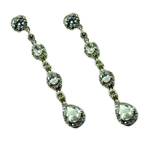 Boucles d'oreilles argent 925 femme avec pendantes en cristal CZ blanc brillant