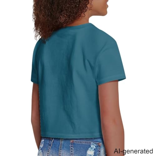 Image of Cute Crop Tops for Girls Short Sleeve Summer T Shirts Fashion Graphic Tees Crew Neck Pullover Tee 5-14 Years