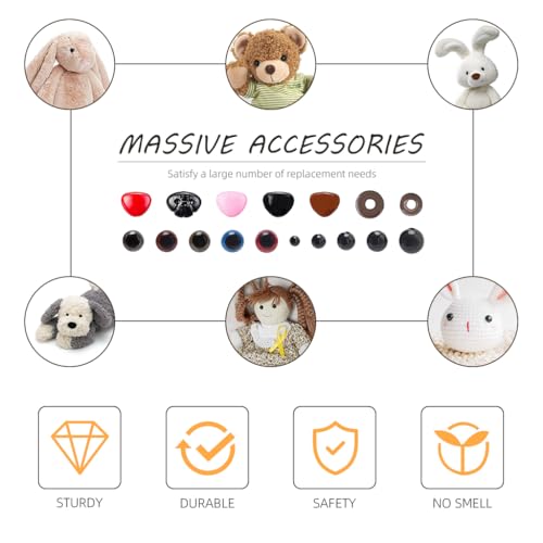 Image of PATPAT 752pcs Safety Eyes for Crochet, Amigurumi Doll Making Kit | Safety Eyes for Crochet Dolls and Amigurumi, Assorted Sizes, Eye and Nose Fittings for DIY Handicraft Projects