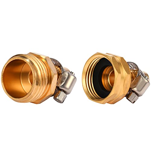 Sanpaint,Brass Garden Hose Connector Repair Mender Kit With Stainless Clamp,Fits 1/2" Water Hose Fitting,3 Sets(1/2" Barb X 3/4" Ght) #TOP4