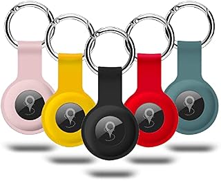 Airtag Case [5-Pack] Silicone Air Tag Holder Water Proof Protective Key Ring case For Apple AirTag Case,Protective Airtag Keychain for Key,Luggage Keychain,Kids,Pet Collar Tracker Dog Cat