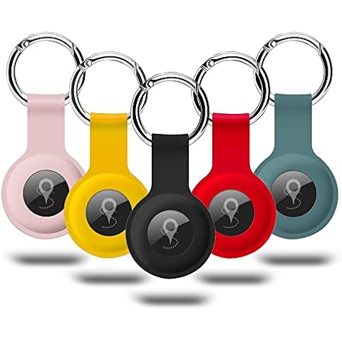 Airtag Case [5-Pack] Silicone Air Tag Holder Water Proof Protective Key Ring case For Apple AirTag Case,Protective Airtag Keychain for Key,Luggage Keychain,Kids,Pet Collar Tracker Dog Cat Cover
