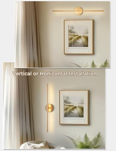 Image of Battery Operated Wall Sconces Set of Two, Gold Wireless Wall Lights not Hardwired 6000mAh, 350Rotation Dimmable Rechargeable Wall Lamp with Remote, Wall Decor for Living Room, Hallway, Bedroom
