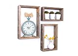 BarnwoodUSA Rustic Shelves, Rectangle Floating Wood Shadowbox, Home Decor, Set of 3 (Weathered Gray)
