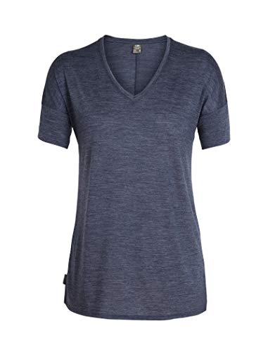 Icebreaker Merino Women's Elements Short Sleeve V-Neck Shirt, Midnight Navy Hthr, Small