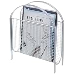 MyGift Mid-Century Silver Metal Mesh Magazine Rack, Freestanding Holder
