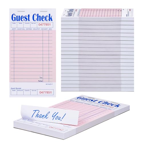 Methdic Guest Checks Pink Server Note Pads 1000 Orders Waitress Notepad for Restaurants (20 Books)…