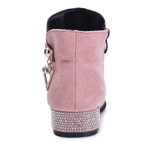 Girl's Faux Suede Low Heel Side Zipper Ankle Boots Winter Warm Dress Boots3