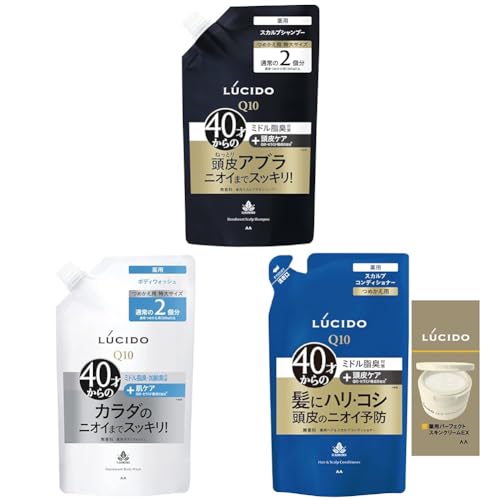 【セット買い】LUCIDO(ルシード) 【医薬部外品】薬用 スカルプ デオシャンプー 詰め替え 大容量 メンズ 加齢臭対策 頭皮ケア 無香料 760ミリリットル (x 1) + 薬用デオドラントボディウォッシュ 詰め替え 大容量 無香料 760ミリリットル