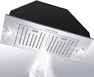 EALLMALL Range Hood Insert 30 Inch, 800 CFM Range Hood Insert, Ultra-quiet Insert Range Hood,3-speed Vent Hood Insert, Ducted/Ductless Convertible Hood Range Insert, Stainless Steel Range Hood,EL11-30